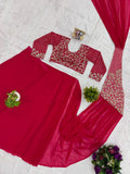 NEW SUPERHIT TRENDING READY TO WEAR SAREE WITH FULLY SEMI-BEADS EMBROIDERED STYLIST BLOUSE ON FAUX GEORGETTE FABRIC