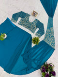 NEW SUPERHIT TRENDING READY TO WEAR SAREE WITH FULLY SEMI-BEADS EMBROIDERED STYLIST BLOUSE ON FAUX GEORGETTE FABRIC