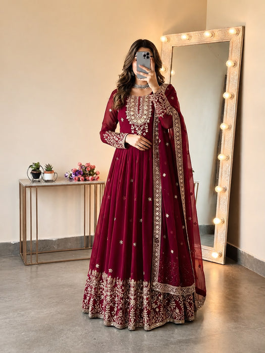 Heavy Georgette With Heavy Embroidered Sequence work Anarkali Salwar Kameez