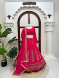 Chinon Fabric with thread with Sequence work Semi Stitched Lehenga Choli