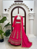 Chinon Fabric with thread with Sequence work Semi Stitched Lehenga Choli