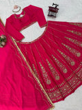 Chinon Fabric with thread with Sequence work Semi Stitched Lehenga Choli