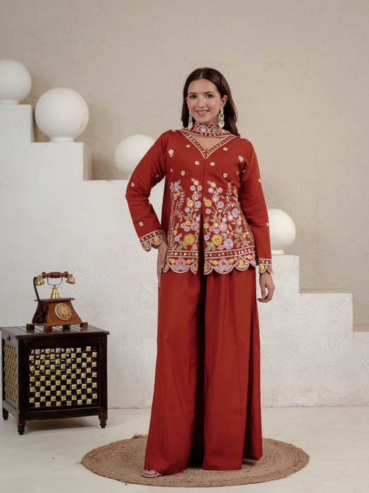 New Designer Party Wear Look Top Sharara Plazzo and Dupatta