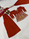 New Designer Party Wear Look Top Sharara Plazzo and Dupatta