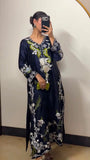 New Designer Party Wear Look Pure Satin Rayon Over Size Long Kaftan & Bottom With Dupatta set