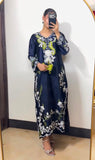 New Designer Party Wear Look Pure Satin Rayon Over Size Long Kaftan & Bottom With Dupatta set
