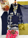 New Designer Party Wear Look Pure Satin Rayon Over Size Long Kaftan & Bottom With Dupatta set