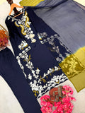 New Designer Party Wear Look Pure Satin Rayon Over Size Long Kaftan & Bottom With Dupatta set