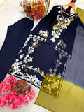 New Designer Party Wear Look Pure Satin Rayon Over Size Long Kaftan & Bottom With Dupatta set