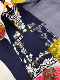 New Designer Party Wear Look Pure Satin Rayon Over Size Long Kaftan & Bottom With Dupatta set