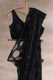 Heavy 5MM Multy & Sequins Embroidery work Black Saree