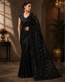 Heavy 5MM Multy & Sequins Embroidery work Black Saree