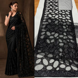Heavy 5MM Multy & Sequins Embroidery work Black Saree