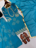 New Designer Party Wear Look Top-Plazzo and Dupatta With Heavy Embroidery Work
