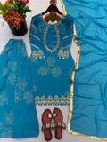 New Designer Party Wear Look Top-Plazzo and Dupatta With Heavy Embroidery Work