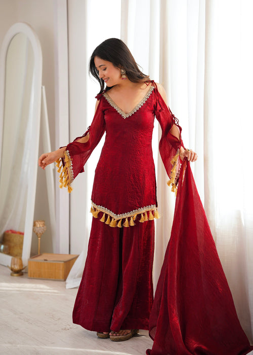Doremon Crush With Real Mirror work Lace Border Salwar Kameez