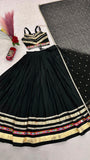Pure cotton with Heavy gamthi work & mirror lace Work Beautiful Lehenga Choli