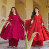 Heavy Roman Silk With Heavy Embroidery Work Anarkali Salwar Kameez