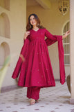 Heavy Roman Silk With Heavy Embroidery Work Anarkali Salwar Kameez