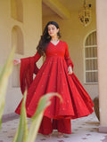 Heavy Roman Silk With Heavy Embroidery Work Anarkali Salwar Kameez