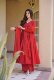 Heavy Roman Silk With Heavy Embroidery Work Anarkali Salwar Kameez