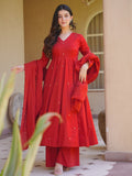 Heavy Roman Silk With Heavy Embroidery Work Anarkali Salwar Kameez