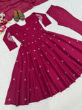 Heavy Roman Silk With Heavy Embroidery Work Anarkali Salwar Kameez