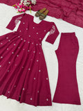 Heavy Roman Silk With Heavy Embroidery Work Anarkali Salwar Kameez