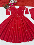 Heavy Roman Silk With Heavy Embroidery Work Anarkali Salwar Kameez