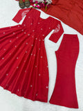Heavy Roman Silk With Heavy Embroidery Work Anarkali Salwar Kameez