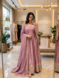 Pure Cinon Silk With Embroidery 5mm Sequences Work Anarkali Salwar Kameez
