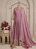 Pure Cinon Silk With Embroidery 5mm Sequences Work Anarkali Salwar Kameez