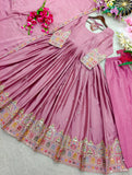 Pure Cinon Silk With Embroidery 5mm Sequences Work Anarkali Salwar Kameez