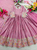 Pure Cinon Silk With Embroidery 5mm Sequences Work Anarkali Salwar Kameez