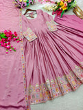 Pure Cinon Silk With Embroidery 5mm Sequences Work Anarkali Salwar Kameez