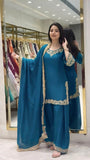 Blooming Faux with Embroidery sequence with Lace Border Salwar Kameez