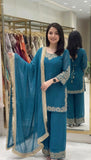 Blooming Faux with Embroidery sequence with Lace Border Salwar Kameez