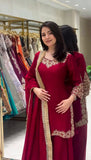 Blooming Faux with Embroidery sequence with Lace Border Salwar Kameez