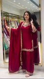 Blooming Faux with Embroidery sequence with Lace Border Salwar Kameez