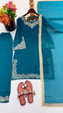 Blooming Faux with Embroidery sequence with Lace Border Salwar Kameez
