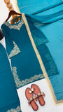 Blooming Faux with Embroidery sequence with Lace Border Salwar Kameez