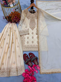 New Designer Party Wear Look Pure Chinon Silk Top Plazzo & Dupatta Set