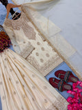 New Designer Party Wear Look Pure Chinon Silk Top Plazzo & Dupatta Set