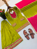 Fully Stitched & Ready to Wear Roman Glass With Real Mirror work Salwar Kameez