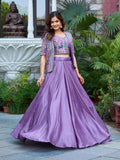 Pure Vichitra with Heavy embroidery Thread Work Beautiful Lehenga Choli
