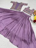 Pure Vichitra with Heavy embroidery Thread Work Beautiful Lehenga Choli