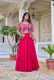 Pure Vichitra with Heavy embroidery Thread Work Beautiful Lehenga Choli