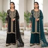 WEDDING SEASON WEAR BEAUTIFUL SEQUENCE EMBROIDERED WORKED TOP PLAZZO WITH DUPATTA