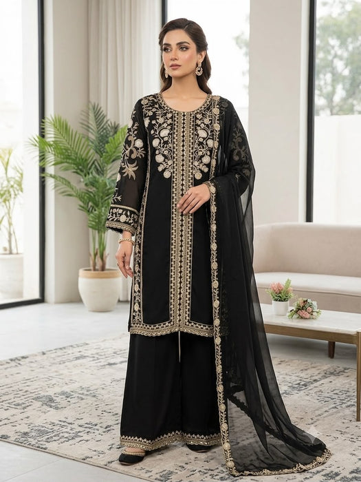WEDDING SEASON WEAR BEAUTIFUL SEQUENCE EMBROIDERED WORKED TOP PLAZZO WITH DUPATTA