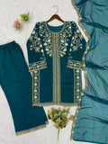 WEDDING SEASON WEAR BEAUTIFUL SEQUENCE EMBROIDERED WORKED TOP PLAZZO WITH DUPATTA